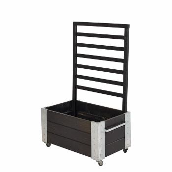 Cubic blomsterkasse m/espalier og hjul - 87×50×130 cm - svart